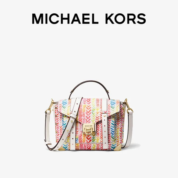 New Female MK Manhattan Medium Rainbow Hand-held Messenger Shoulder Bag  Elegant Temperament Niche Design Star Style Handbags Girlfriend Birthday  Light Luxury Gift Authentic Michael Kors Bag Women Western Fashion Classics  Bags |