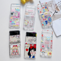 รูปแบบการ์ตูนปลอก Samsung Galaxy Z Flip 4 Z Flip 3 Case Soft TPU โปร่งใสกันกระแทก Samsung Case สำหรับ Samsung Galaxy Z Flip3 Z Flip4 5G โทรศัพท์ฝาหลัง