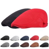 ฤดูร้อนผู้ชาย Breathable Mesh Caps ผู้หญิงหมวกเบเร่ต์ลําลองแฟชั่นหมวกแบนปรับแบนหมวก Newsboy Gatsby หมวก Peaked Sun Hat