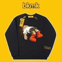 Bkmk เสื้อสเวตเตอร์ไม่มีฮู้ดสำหรับผู้ชาย,เสื้อสเวตเตอร์แฟชั่นชายแนวไฮสตรีทยุโรปและอเมริกามีฮิปฮอปอเมริกาแบบย้อนยุค