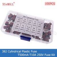 【YF】 100PCS 382 Cylindrical Plastic Fuse Assortment Kit T500mA-T10A 250V 10Values x 10PCS With Box For LCD TV Power Board