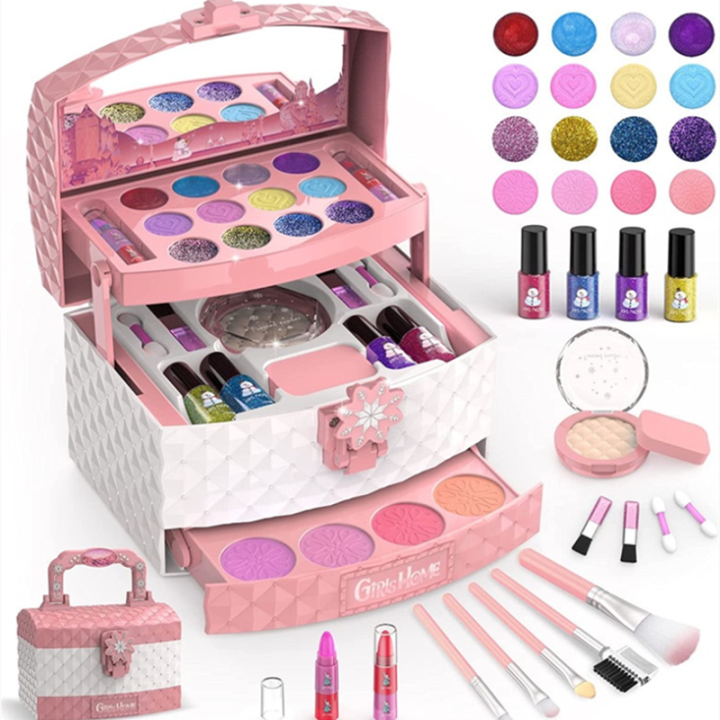 32PCS Kids Makeup Toys Girls Real Makeup Kit Washable Nontoxic Makeup
