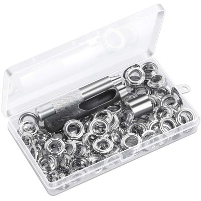 120 Sets Grommet Eyelets Tool Kit, Grommet Kit 1/2 Inch Eyelets with Tools and Storage Box