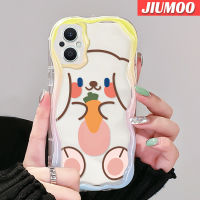 เคส JIUMOO สำหรับ OPPO Reno 7Z 5G Reno 8Z Reno7 Lite Reno8 F21 Pro 5G F21s Pro 5G เคสการ์ตูนน่ารักยิ้มโชคดีกระต่ายเนื้อครีมขอบคลื่นนุ่มเคสมือถือกันกระแทกแบบใสโปร่งใสลายกล้องถ่ายรูปสร้างสรรค์เคสซิลิกาเจลฝาครอบป้องกัน