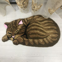 acrylic thick cute grey cat car kids bedroom rug floor bath mats Anti-slip baby livingroom rug fluffy cat hallway tae