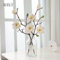 52cm Simulation Magnolia Flowers Home Wedding Decor Shopping Mall Window Layout Artificial Single Branch Hand Feeling Floral