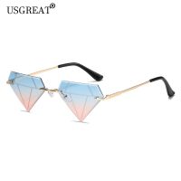 【LZ】♟✐  Fashion Diamond Shape Rimless Sunglasses Women Men Cat Eye Triangle Sun Glasses Party Funny Eyewear Female Gafas De Sol UV400