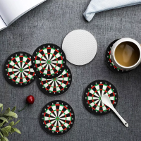 6pcsset Table Placemats Kitchen Utensils Coaster Heat-resistant Mini Dart Board Nonslip Pads Creative Cup Coasters Home Decor