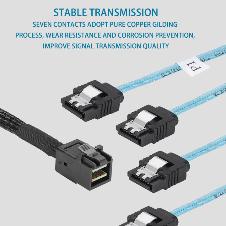 sas-เป็น-sata-สายข้อมูล-mini-sas-hd-ไปยังสายเคเบิ้ล-sata-12gbps-แบบคู่ช่องสำหรับโรงงาน