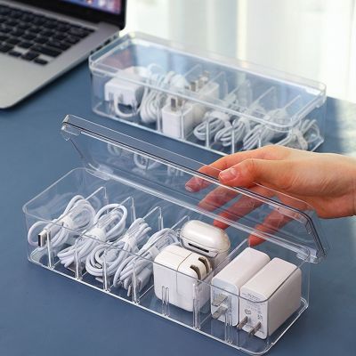[HOT LZLIOGWOHIOWO 537] See Through Charge Cable Organizer BoxData Cable Management Box USB Cord Sorter Small Desk Accessories Organizer And Storage