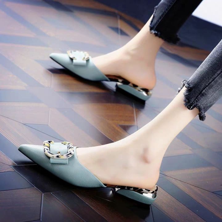 cod-sandal-for-woman-hot-sale-belt-buckle-baotou-low-heeled-flat-slippers-women-springsummer-2022-new-candy-color-pointed-toe-color-blocking-commuter-shoes-for-women