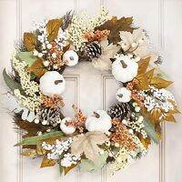 1 PCS Fall Decor Fall Wreaths for Front Door Autumn Leaf Pumpkin Pine Cone Berry Wreath Fall Decorations for Farmhouse Decor