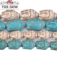 Turquoises beads Buddha Head Spacers Bead Charms DIY For Jewelry making bracelets Wholesale Accessories 15x20mm 20x30mm