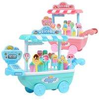 Mini Candy Cart Detachable IceCream Shop Toy DIY Kids Toy Children Role Play Toys Educational Toy Cash Register Chrismas Gift