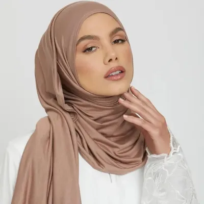 【CC】№❣♟  Cotton Jersey Hijabs Woman Muslim Scarf Color Elastic Shawl Headscarf Tudung 170x60cm