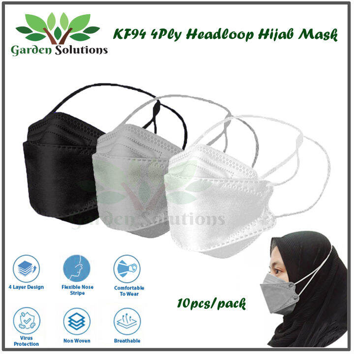 KF94 4Ply Adult Headloop Hijab Mask 3D Fish Mouth Face Mask Disposable