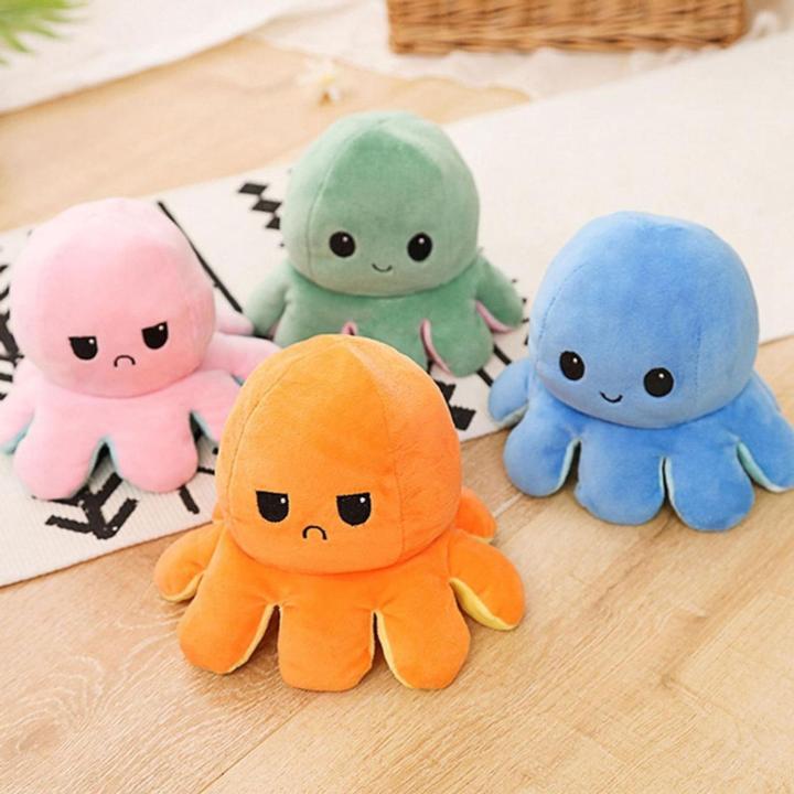 Colorful Reversible Octopus Plush Doll Two-sided Angry Reversible Happy ...