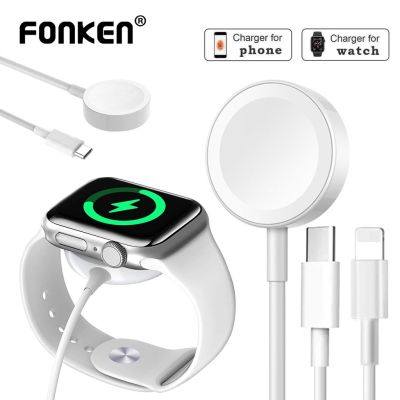 Fonken 2 1 ที่ชาร์จไร้สาย Type C สําหรับ A-pple USB I-Watch สายชาร์จ แท่นชาร์จสายเคเบิล