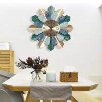 Jam dinding logam Multi Color Leaves Oversized Retro Handmade Metal Wall Clock #92CY03