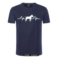 Funny Heartbeat English Bull Terrier Dog T Shirt Men Custom Pattern Cotton Short Sleeve Man Joke Present T-Shirt Christmas