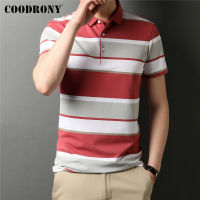 COODRONY Brand Summer New Arrival Casual Short Sleeve Soft Cotton Polo-Shirt Men Clothing Contrast Color Big Striped Tops C5308S