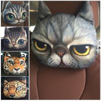 2022NEW Newest 2021 3D Printed Dog Cat face Car Headrest Neck Rest Auto Neck Safety Cushion Car Neck Support Headrest Without