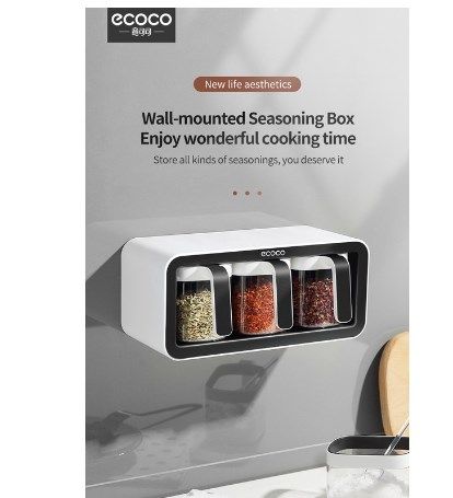 ECOCO 3 Cups Wall Mount Spice Rack Organizer