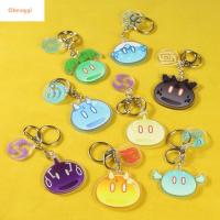 CHENGGI พวงกุญแจพวงกุญแจ7กระเป๋าส่วนประกอบน่ารัก Genshin Impact Keychains การ์ตูนที่ใส่กุญแจ Genshin Eye Of God Slime Keychenggi