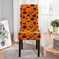 Halloween Dining Chair Covers Bat Pumpkin Print Chair Slipcover for Kitchen Stools Stretch Chairs Protector Home Party Decor Sofa Covers  Slips