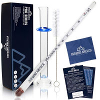 Brewing America Hydrometer Alcohol Meter Test Kit: Distilled Alcohol American-Made 0-200 Proof Pro Series Traceable Alcoholmeter Tester Set with Glass Jar for Proofing Distilled Spirits