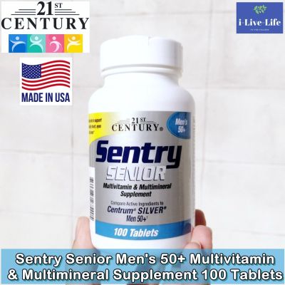 วิตามินรวมของชายสูงวัย Sentry Senior Mens 50+ Multivitamin &amp; Multimineral Supplement 100 Tablets - 21st Century