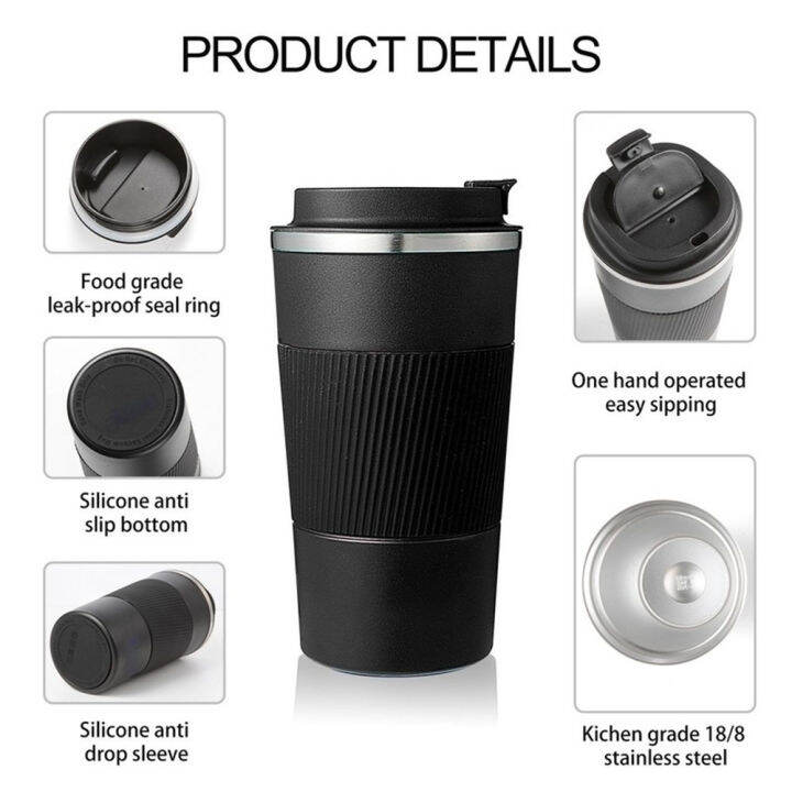 คลังสินค้าพร้อม-zir-mall-380ml-510ml-double-stainless-steel-304-coffee-thermos-mug-leak-proof-non-slip-car-vacuum-flask-travel-thermal-cup-water-bottle-coffee-cup-office-cup-car-thermos-mug