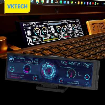 Vktech หน้าจอ7.9นิ้วสำหรับติดตู้เย็น,หน้าจอ PC แถบยาวมองเห็นเต็มจอเครื่องชงกาแฟ HDMI ใช้ได้กับ Peralatan Rumah Tangga