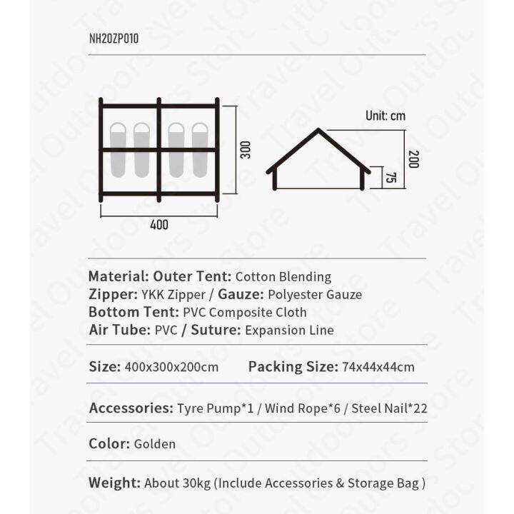 เต็นท์-naturehike-air-12-cotton-inflatable-tent-รับประกันของแท้ศูนย์ไทย