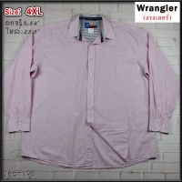 Wrangler®แท้ อกจริง 54 ไซส์ 4XL เสื้อเชิ้ตผู้ชาย แรงเลอร์ แขนยาว สีชมพู เนื้อผ้าดี ลายสก็อต ทรงสวย