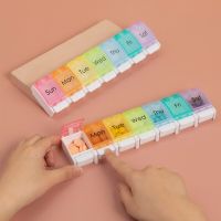 7 Days Weekly Pill Box Colorful Tablet Holder Storage Case For Medicine Button Open Drug Container Mini Box Pill Organizer Medicine  First Aid Storage