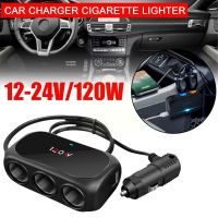 ┅▽ Universal 12V 24V 3 Way Cigarette Lighter Multi Socket Car Parts USB Charger Interior Dual Black Adapter Splitter ABS Auto W0P3