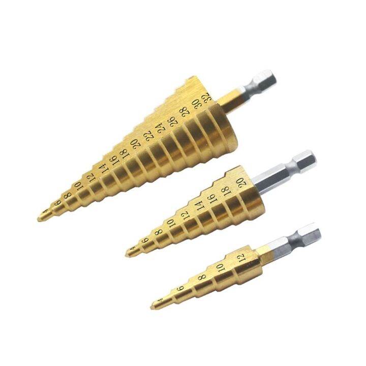 4-12-20-32mm-hss-titanium-coated-step-drill-bit-drilling-power-tools-metal-high-speed-steel-wood-hole-cutter-step-cone-drill