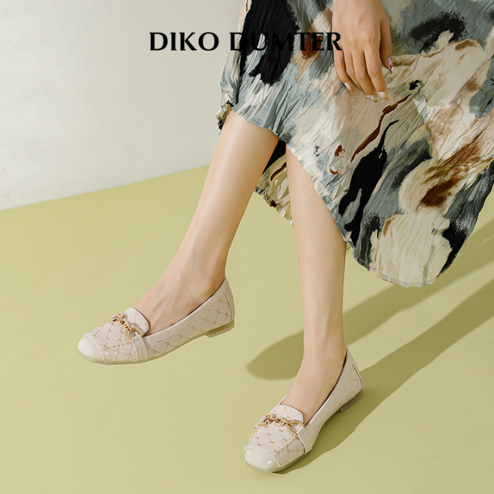dikodumter-โมดอลเกาหลีรองเท้าพื้นนุ่มๆหัวสี่เหลี่ยมสีทึบผู้หญิงสวมบนรองเท้าเรือ