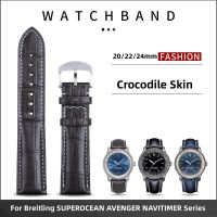 2023 new℡☞ Tali jam tangan kulit buaya kualitas terbaik 20/22/24mm sabuk ujung datar untuk tali Breitling untuk SUPEROCEAN AVENGER NAVITIMER gelang