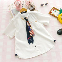 Merry Pretty Japanese Mori Girl Autumn White Blouse Women Cute Kawaii Cat Print Bow Tie School Uniform Preppy Style Shirt Female