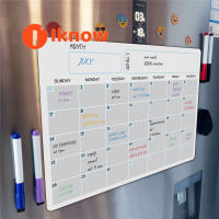 I Know 42X30Cm Magnetic Dry Erase ปฏิทินรายสัปดาห์สำหรับตู้เย็น: ด้วยเทคโนโลยีป้องกันคราบสกปรก-เครื่องหมายปลายละเอียด3อันและยางลบขนาดใหญ่พร้อมแม่เหล็ก-กระดานไวท์บอร์ดออแกไนเซอร์ Planner: ตู้เย็นกระดานไวท์บอร์ด