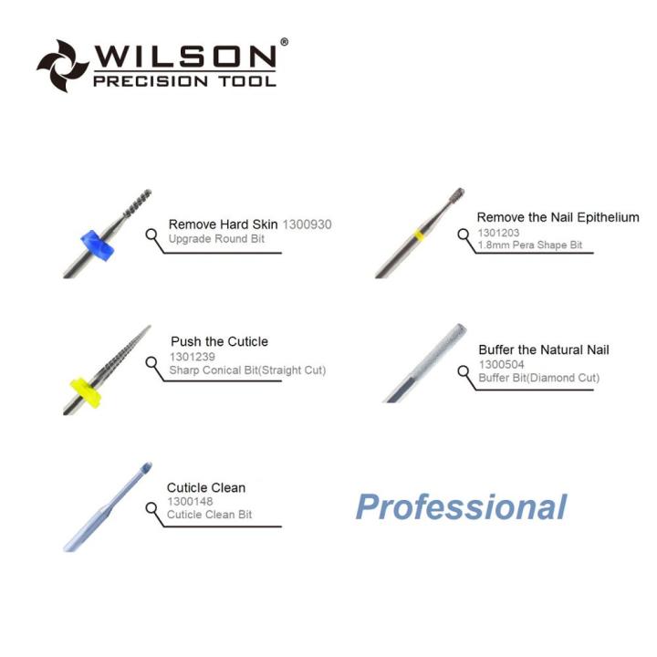 wilson-professional-carbide-nail-drill-bits-kit-5ชิ้น-อุปกรณ์เสริม-a000049-nailเครื่องมือทำเล็บมือดอกสว่าน