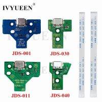 IVYUEEN for Dualshock 4 PS4 Pro Slim Controller Charging Socket Port Circuit Board JDS 030 040 with 12 14 Pin Power Flex Cable