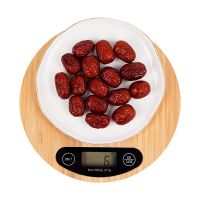 5kg/1g Portable Mini Small Round Bamboo Wood Electronic Scale Kitchen Baking Scale LED Display Digital Food Scale Home Luggage Scales