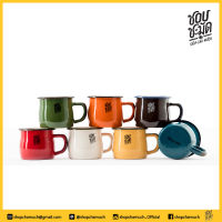 SET7 ชุดถ้วยหู Enamel Mug Logo ก้นป่อง 8 cm. 7 ใบ 7 สี