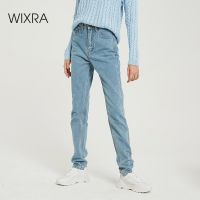 Wixra Basic Jeans Soft Pants Harem Female Straight All Match High Waist Femme Long Denim Pants For Women Plus Size