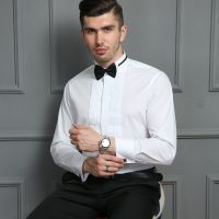 Men 39;s Shirts Luxury Clothing Long Sleeve Formal Business Slim Fit Shirt Wedding Tuxedo French Cufflinks SwallowtailGentleman