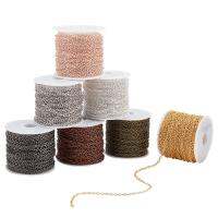 1Set 7Colors Iron Cable Chains for DIY Jewelry Making with Plastic Spool Unwelded Oval Mixed Color 10m/color