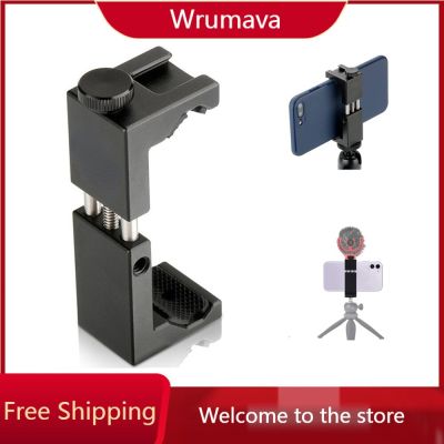 Aluminum Phone Tripod Mount Cold Shoe Mount  Support Vertical and Horizontal  Universal Adjustable Clamp for iPhone 12 11 Pro Adhesives Tape